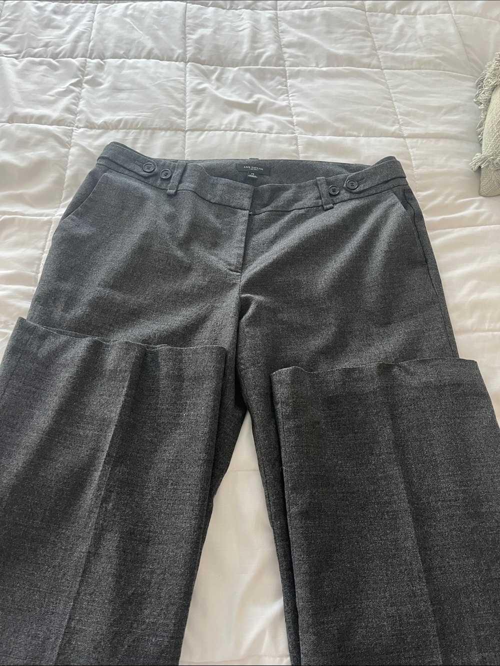 Ann Taylor Dark Gray Straight-Leg Dress Trousers